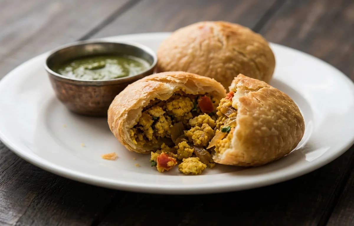 Egg Bhurji Pyaaz Kachori