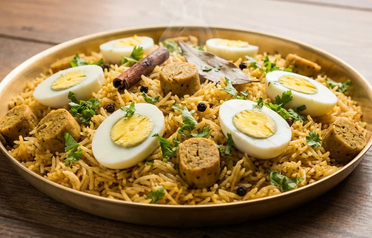 Gatte Pulao with Egg