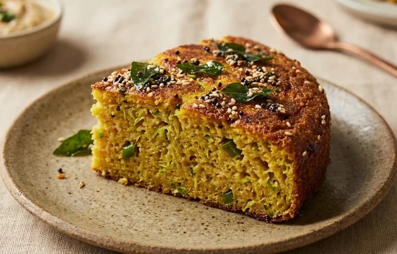 Handvo, Coriander Mint Chutney and Masala Chaas - Recipe 1