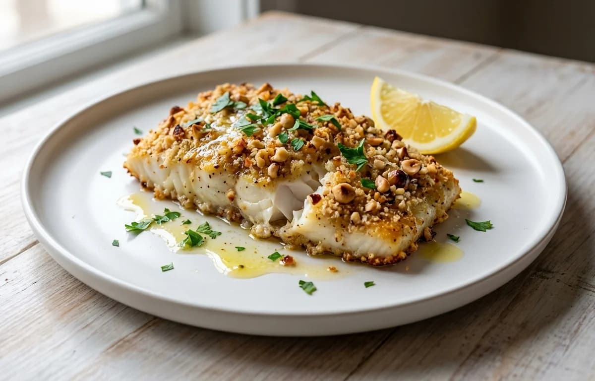 Hazelnut-Crusted Halibut