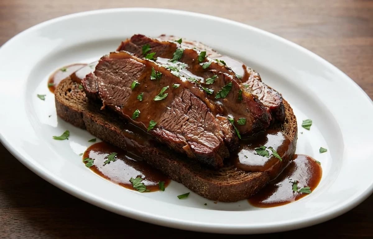 Hot Brisket on Rye with Gravy
