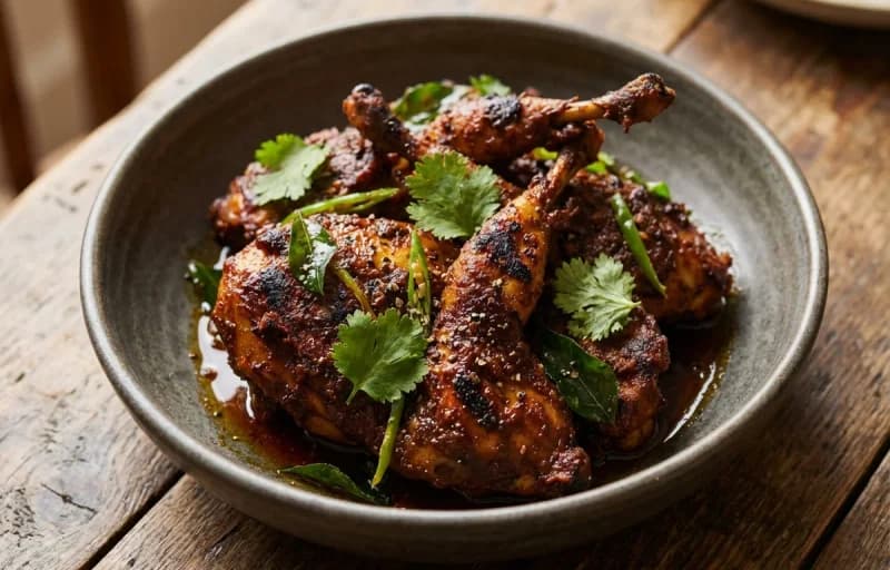 Kaadai Roast, Steamed Basmati Rice and Vegetable Sambar - Recipe 1