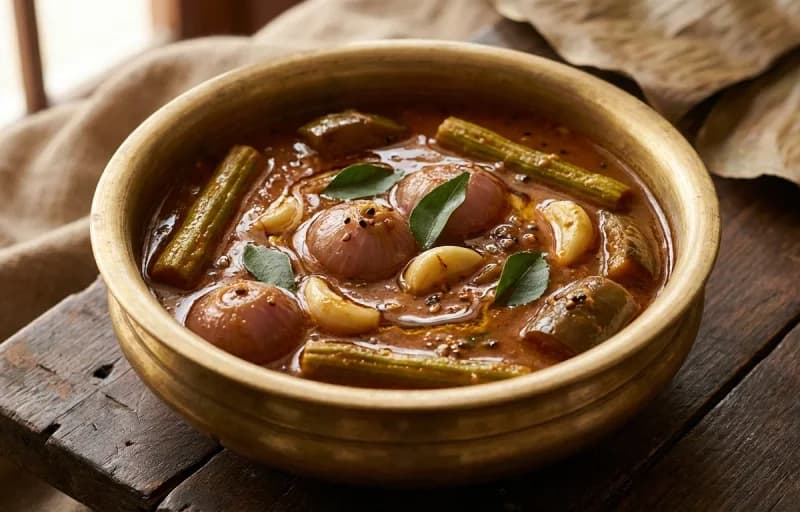 Kara Kuzhambu, Steamed Basmati Rice and Muttai Podimas - Recipe 1