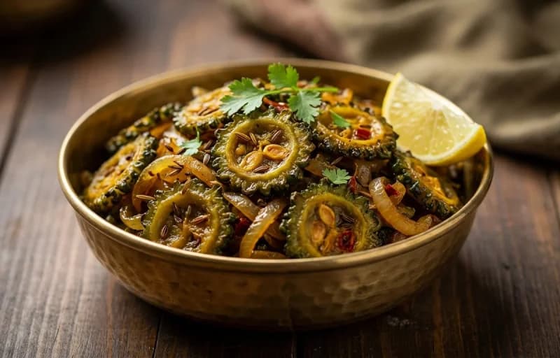 Karele ki Sabzi with Phulka - Recipe 1