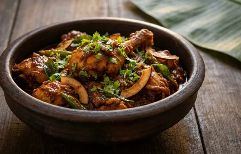Kerala Chicken Peralan, Parotta and Kachumber Salad - Recipe 1
