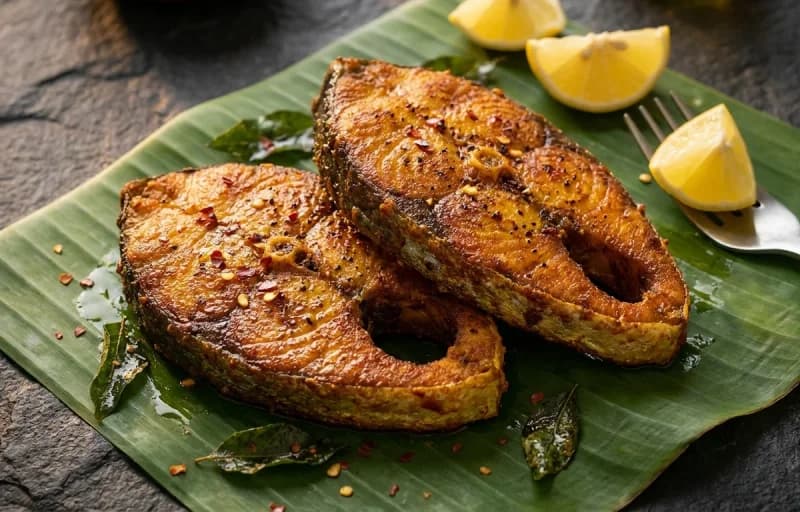 Kingfish Fry, Steamed Basmati Rice, Tomato Rasam and Curd - Recipe 1