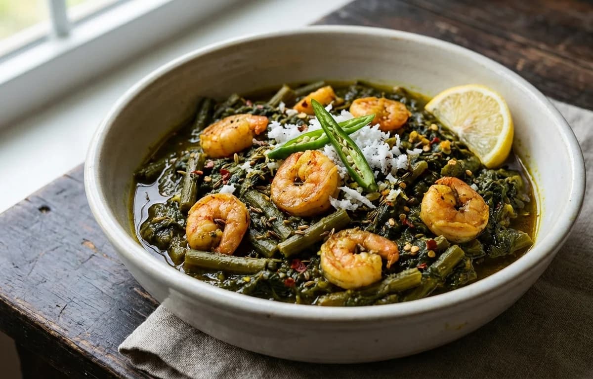 Kochu Shak diye Chingri