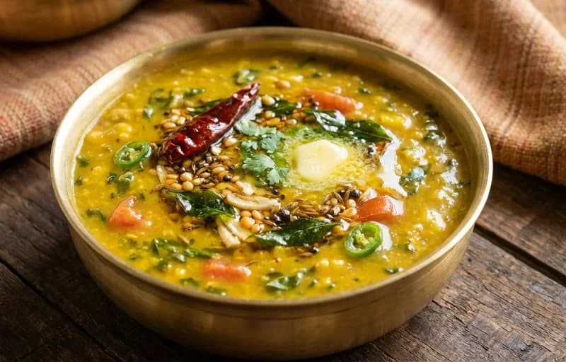 Steamed Rice, Menthi Kura Pappu, Gummadikaya Kura and Perugu - Recipe 2