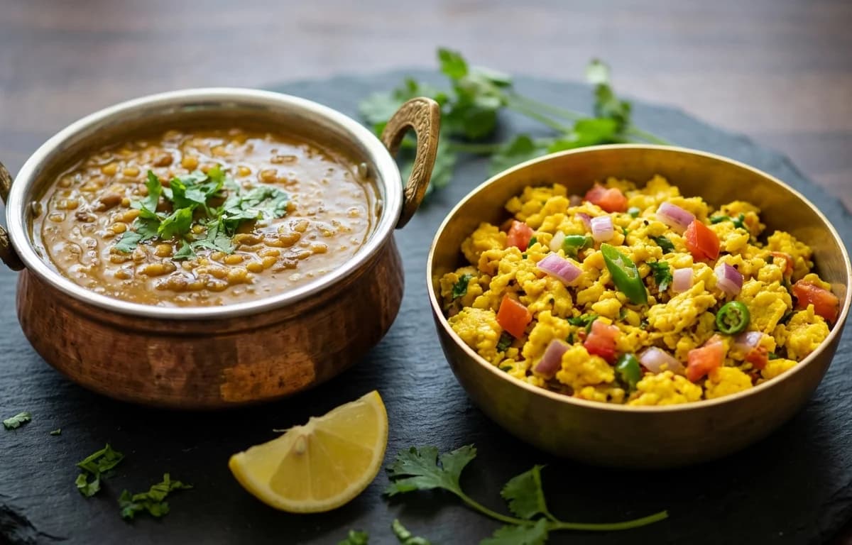 Moth Dal with Egg Bhurji