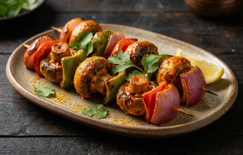 Mushroom Tikka with Pudhina Chutney - Recipe 1