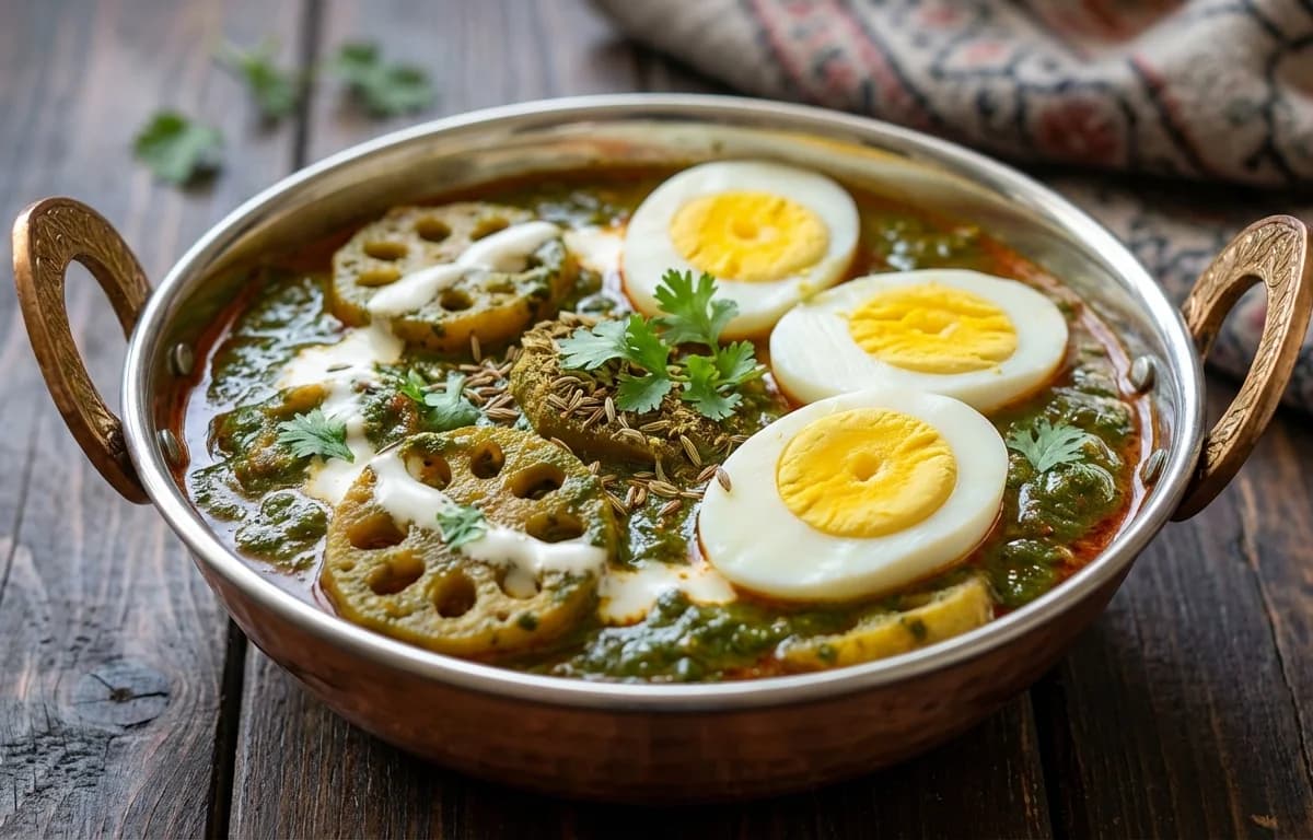 Nadru Palak with Eggs