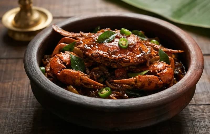 Njandu Roast, Matta Rice, Tomato Rasam and Pappadam - Recipe 1