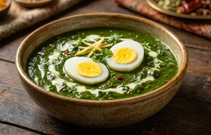 Palak Egg Curry, Phulka and Kachumber Salad - Recipe 1