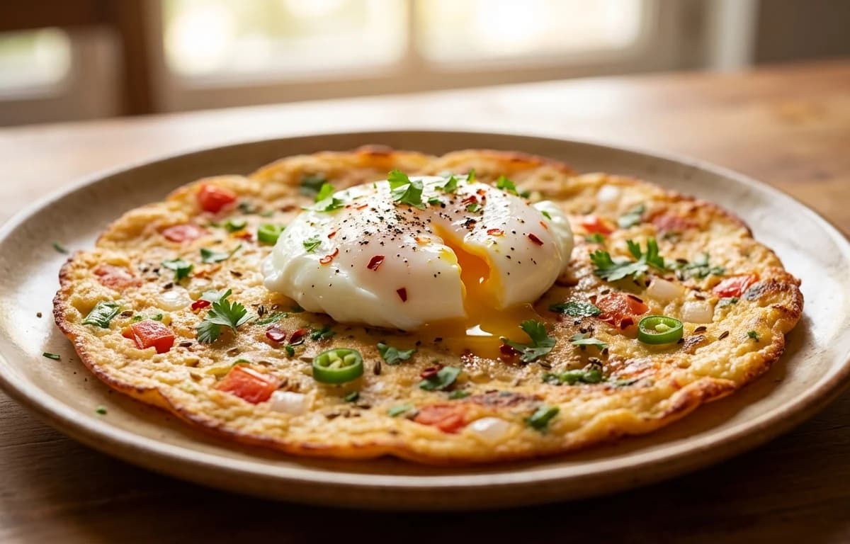 Poached Egg on Besan Cheela
