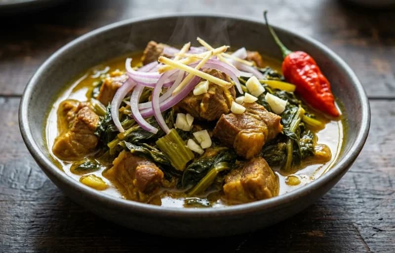 Roti with Pork with Lai Xaak - Recipe 2