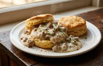 Sausage Gravy and Biscuits
