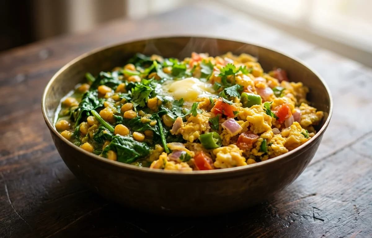 Scrambled Egg with Sai Bhaji