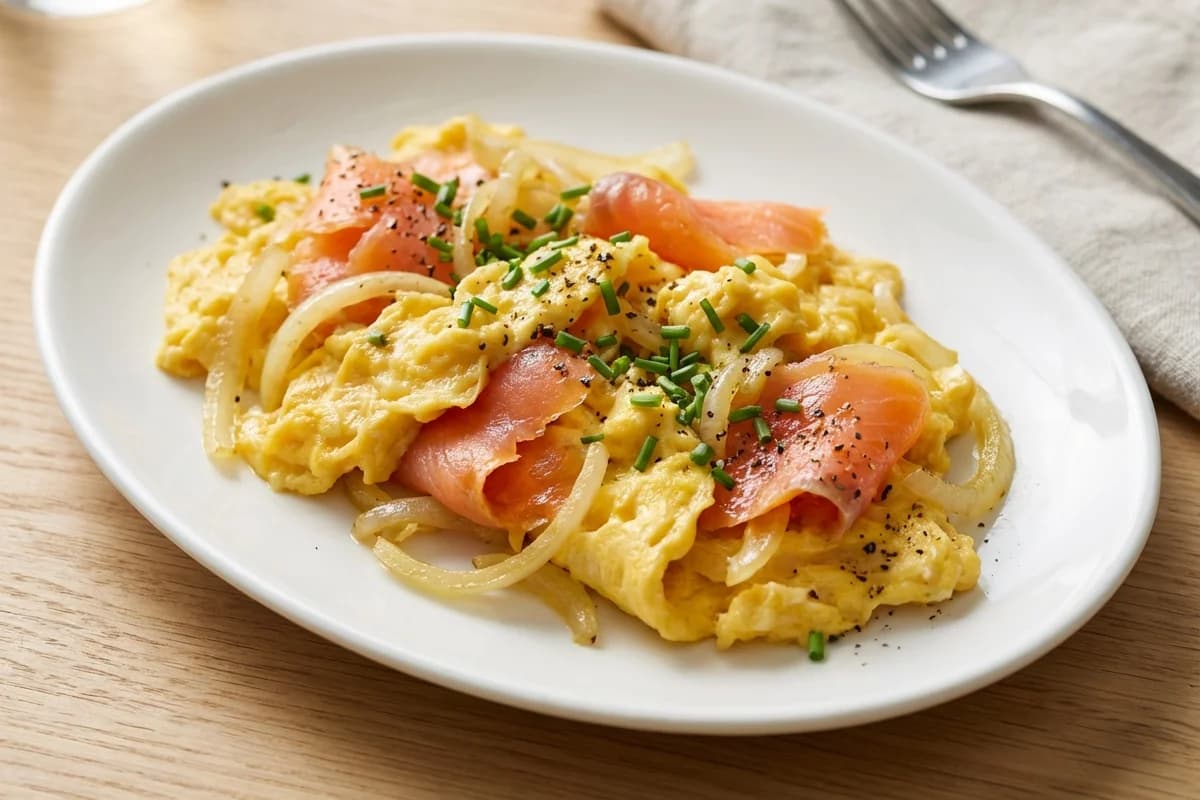 Scrambled Eggs with Lox and Onions