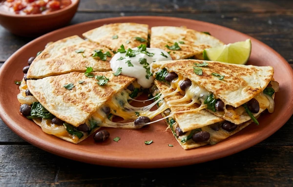 Spinach and Black Bean Quesadilla
