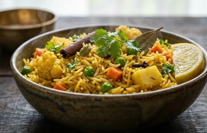 Vegetable Pulao, Boondi Raita and Roasted Papad - Recipe 1