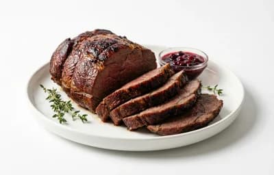 cooked caribou hind quarter meat