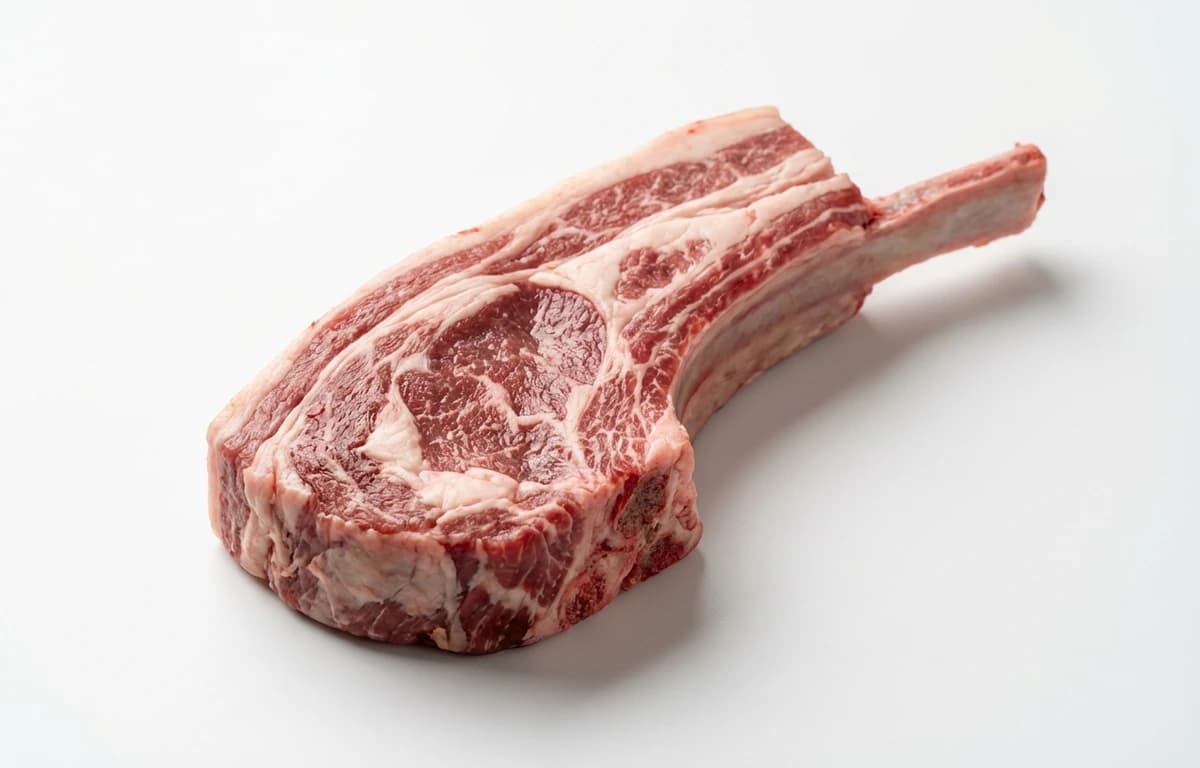 raw bone-in lamb rib chop