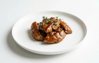 braised cooked lamb pancreas