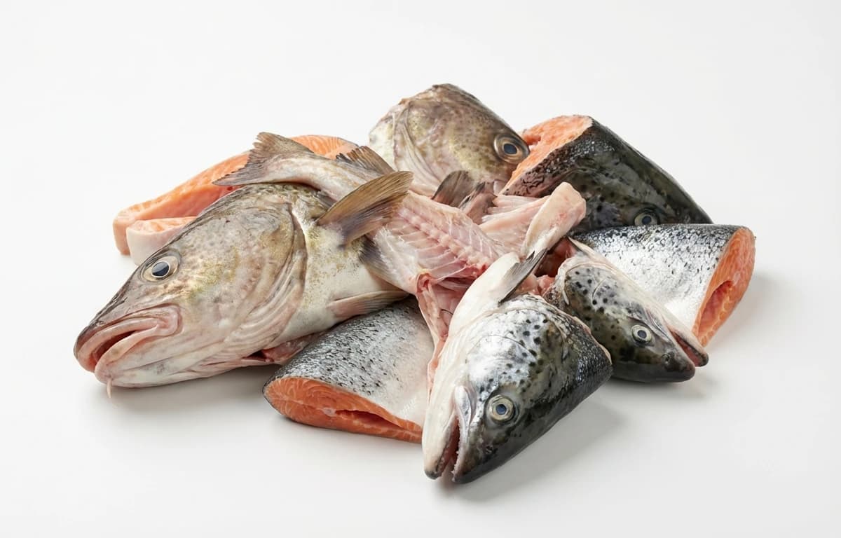 fish heads and bones