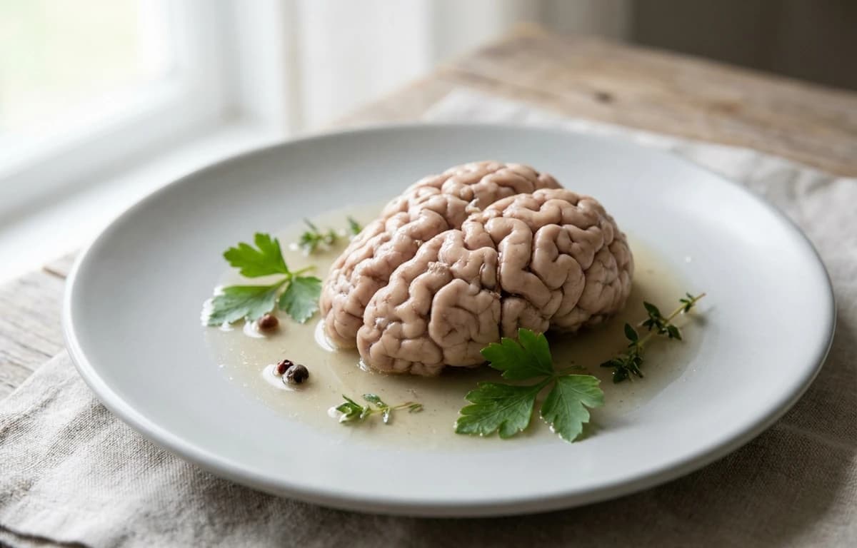 simmered beef brain
