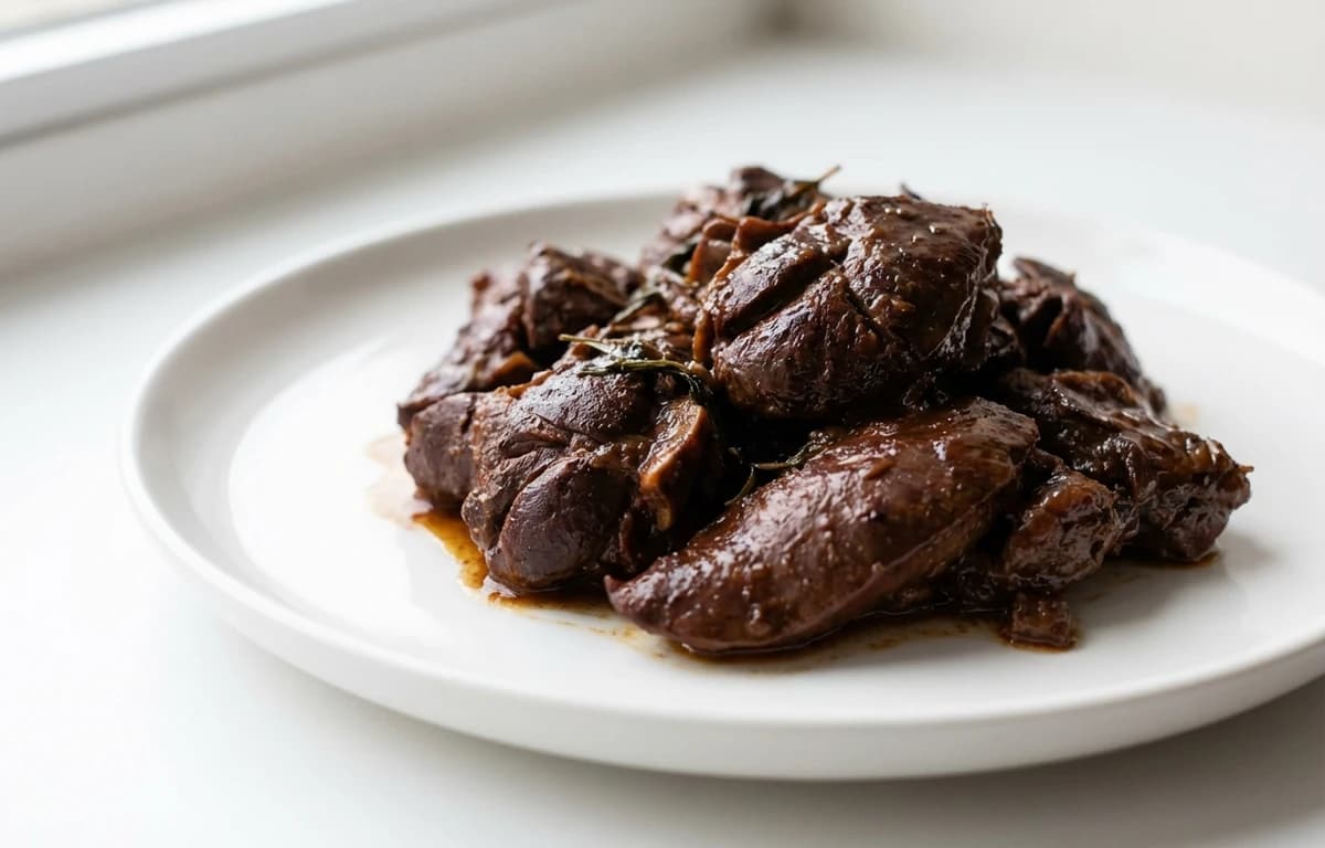 braised cooked lamb lungs