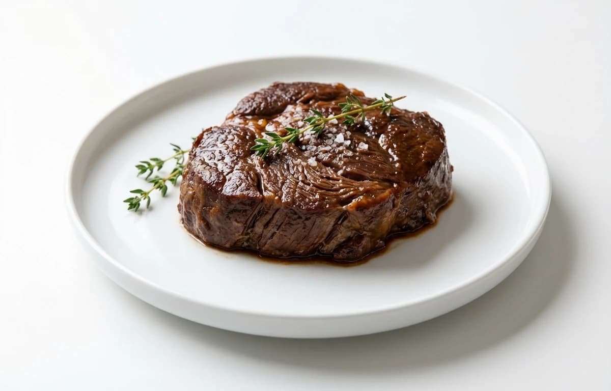 braised select bottom round beef steak