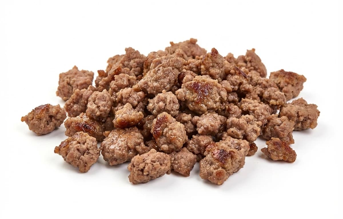 cooked pan-broiled ground ostrich