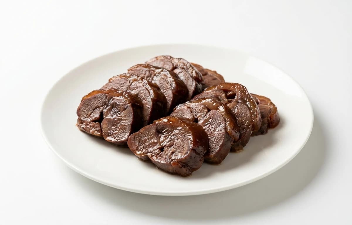 cooked simmered lamb heart