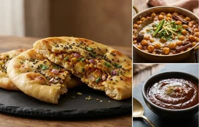 Amritsari Kulcha with Punjabi Chole Masala and Tamarind Chutney