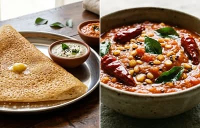 Atukula Dosa with Tomato Chutney