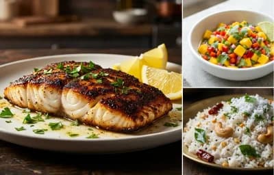 Blackened Mahi-Mahi with Mango Salsa and Coconut Rice