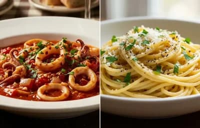 Calamari Fra Diavolo with Buttered Pasta