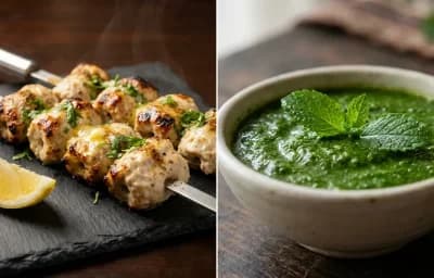 Chicken Reshmi Kebab with Mint Chutney
