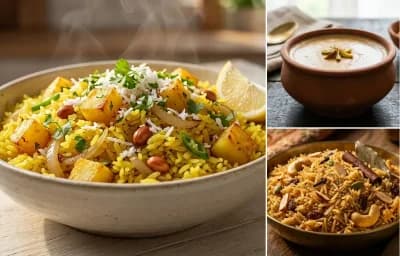 Chirer Pulao with Mishti Doi and Gur ke Chawal
