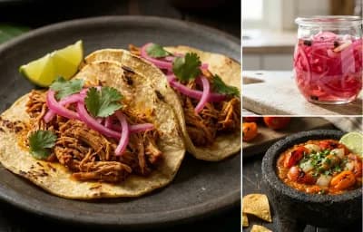 Cochinita Pibil Tacos with Pickled Red Onions and Roasted Habanero Salsa