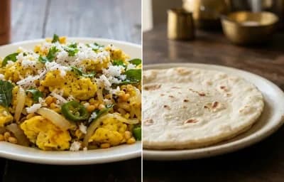 Coconut Scrambled Eggs with Rice Bhakri