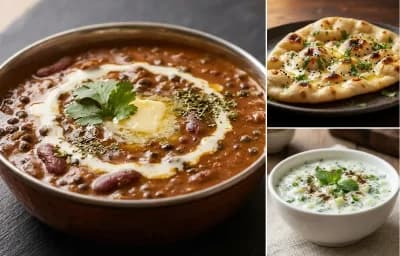Dal Makhani with Naan and Cucumber Raita