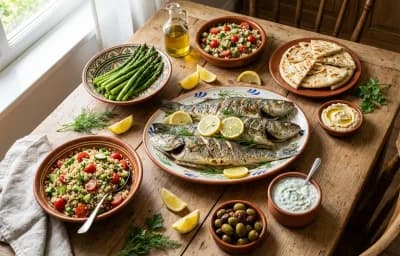 Grilled Fish with Lemon and Dill with Steamed Asparagus