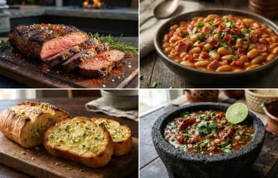 Grilled Tri-Tip Steak with Santa Maria Style Beans, Garlic Bread and Restaurant-Style Salsa