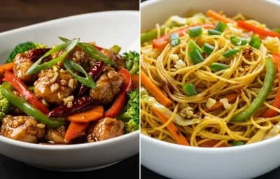Hunan Chicken with Vegetable Singapore Rice Noodles
