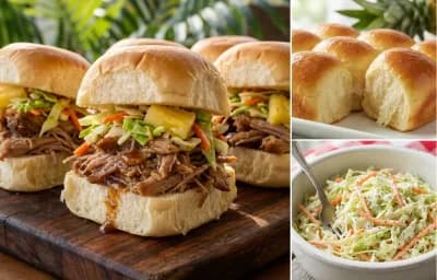 Kalua Pork Sliders with Sweet Rolls and Coleslaw