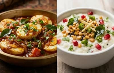 Kerala Egg Roast with Curd Rice