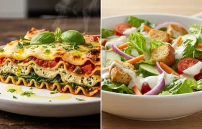 Lasagna with Tofu Ricotta with Side Salad