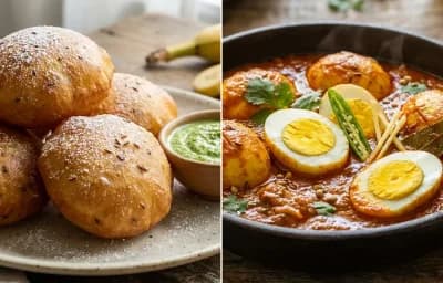Mangalore Buns with Egg Masala Curry