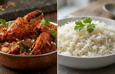 Mangalorean Crab Sukka with Boiled Rice